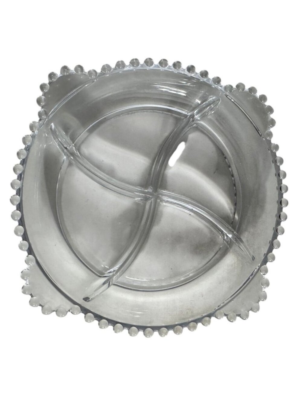 Imperial Glass Candlewick Divided Glass Serving Dish 9 Inches